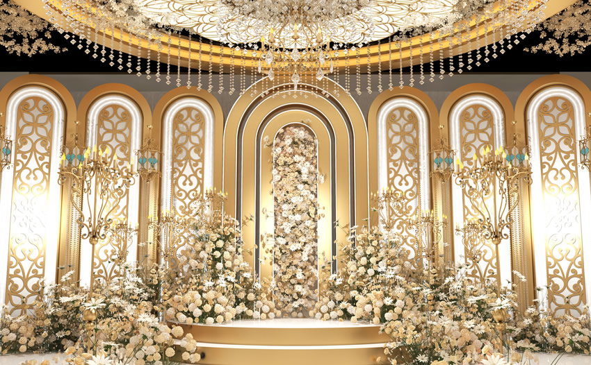 泗阳香槟色调婚礼堂效果展示